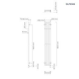 Stang Oltens Stang S (e) grzejnik łazienkowy 180x23 cm grafit 55126400