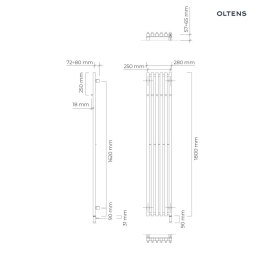 Stang Oltens Stang S (e) grzejnik łazienkowy 180x28 cm grafit 55127400