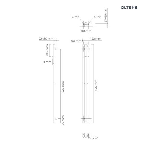 Stang Oltens Stang (S) grzejnik łazienkowy 180x13 cm biały 55024000 Stang Oltens Stang (S) grzejnik łazienkowy 180x13 cm biały 55024000
