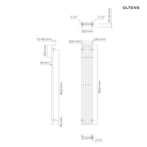 Stang Oltens Stang (S) grzejnik łazienkowy 180x23 cm czarny mat 55026300 Stang Oltens Stang (S) grzejnik łazienkowy 180x23 cm czarny mat 55026300