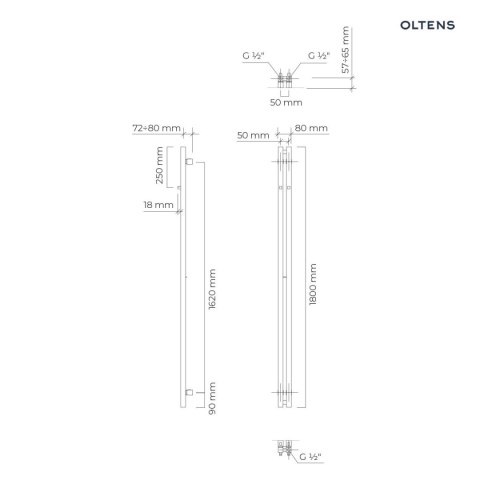 Stang Oltens Stang (S) grzejnik łazienkowy 180x8 cm czarny mat 55023300 Stang Oltens Stang (S) grzejnik łazienkowy 180x8 cm czarny mat 55023300