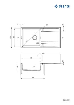 Deante Zlewozmywak granitowy 1-komorowy z ociekaczem