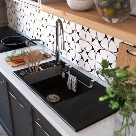 Deante Zlewozmywak granitowy magnetyczny 1-komorowy z ociekaczem