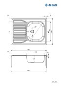 Deante Zlewozmywak stalowy 1-komorowy z ociekaczem po lewej stronie - nakładany