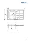 Deante Zlewozmywak stalowy 1-komorowy z ociekaczem