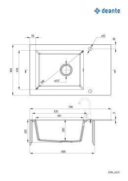 Deante Zlewozmywak szklano-granitowy 1-komorowy z ociekaczem