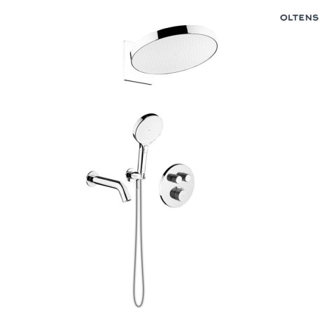 Katla Oltens Katla zestaw bateria wannowo-prysznicowa podtynkowa z deszczownicą Regna i słuchawką 3 funkcyjną Luva EasyClick chrom 360