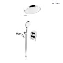 Rann Oltens Rann zestaw bateria wannowo-prysznicowa podtynkowa z deszczownicą Regna i słuchawką 3 funkcyjną Luva EasyClick chrom 3607