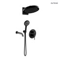 Rann Oltens Rann zestaw bateria wannowo-prysznicowa podtynkowa z deszczownicą Regna i słuchawką 3 funkcyjną Luva EasyClick czarny mat