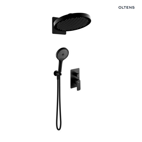 Hadsel Oltens Hadsel zestaw bateria wannowo-prysznicowa podtynkowa z deszczownicą Regna i słuchawką 3 funkcyjną Luva EasyClick czarny m