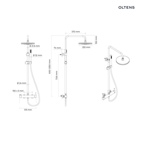Molle Oltens Molle zestaw prysznicowy złoty połysk 36504800
