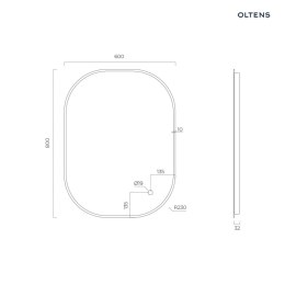 Nordlis Oltens Nordlis lustro 60x80 cm prostokątne z oświetleniem od tyłu z matą grzewczą czarny 64126300