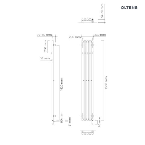 Stang (s) Oltens Stang S (e) grzejnik łazienkowy 180x23 cm biały 55126000