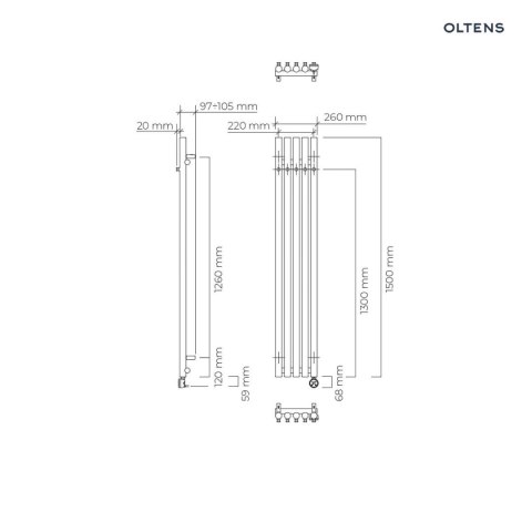 Stang Oltens Stang (e) grzejnik elektryczny 150x26 cm miedź szczotkowana 55121610