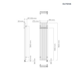 Stang Oltens Stang (e) grzejnik elektryczny 150x31,5 cm miedź szczotkowana 55122610