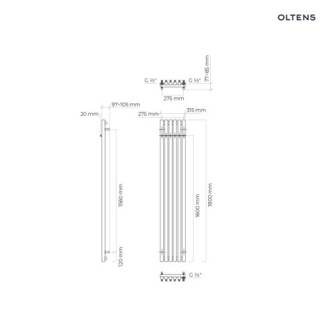 Stang Oltens Stang grzejnik łazienkowy 180x31,5 cm miedź szczotkowana 55018610