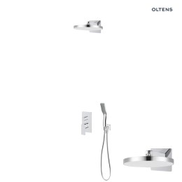 Hadsel Oltens Hadsel zestaw bateria wannowo-prysznicowa podtynkowa z deszczownicą Regna i słuchawką 1-funkcyjną Tinde chrom 36044100