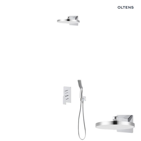 Hadsel Oltens Hadsel zestaw bateria wannowo-prysznicowa podtynkowa z deszczownicą Regna i słuchawką 1-funkcyjną Tinde chrom 36044100