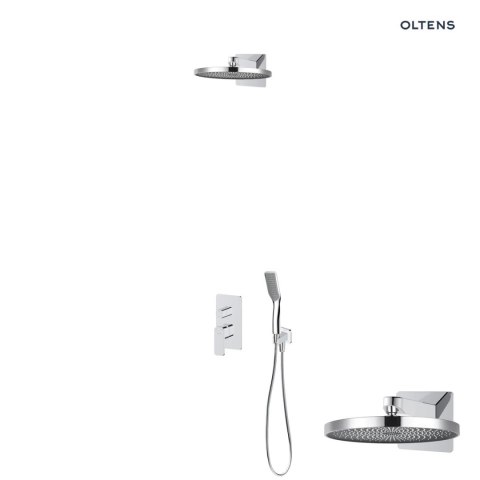 Hadsel Oltens Hadsel zestaw bateria wannowo-prysznicowa podtynkowa z deszczownicą Vann i słuchawką 1 funkcyjną Tinde chrom 36042100