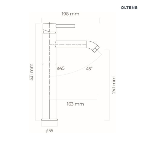 Molle Oltens Molle bateria umywalkowa stojąca wysoka grafit 32400400