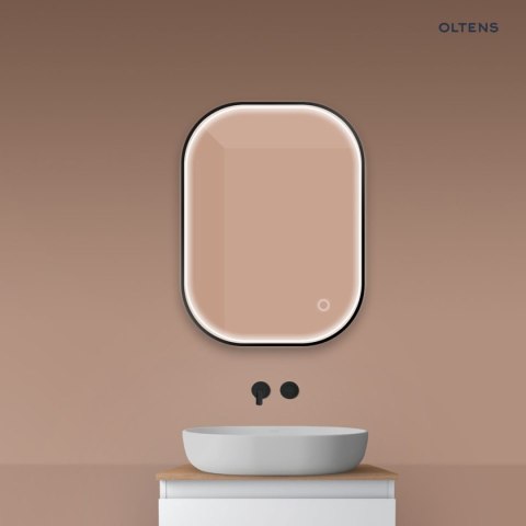 Nordlis Oltens Nordlis lustro 60x80 cm prostokątne z oświetleniem z przodu z matą grzewczą czarny 64123300