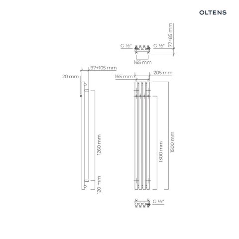 Stang Oltens Stang grzejnik łazienkowy 150x20,5 cm miedź szczotkowana 55020610