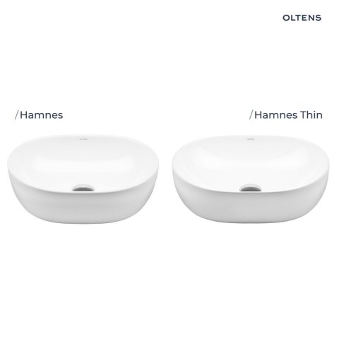 Hamnes Oltens Hamnes Thin umywalka 80x40 cm nablatowa owalna z powłoką SmartClean biała 40821000