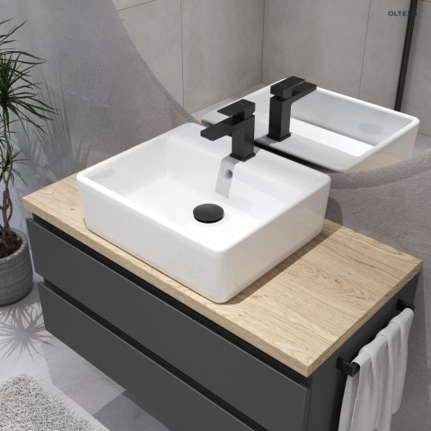 Hyls Oltens Hyls umywalka 58,5x44 cm nablatowa prostokątna z powłoką SmartClean biała 41810000