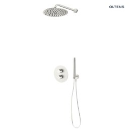 Katla Zestaw Oltens Katla bateria podtynkowa termostatyczna z deszczownicą 30 cm Vindel i kompletem prysznicowym Ume nikiel 36608910