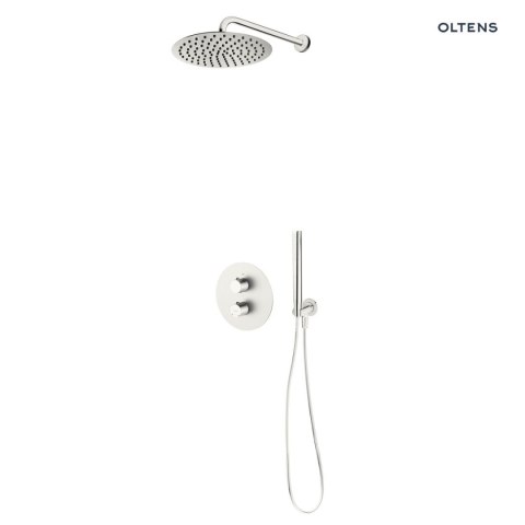 Katla Zestaw Oltens Katla bateria podtynkowa termostatyczna z deszczownicą 30 cm Vindel i kompletem prysznicowym Ume nikiel 36608910