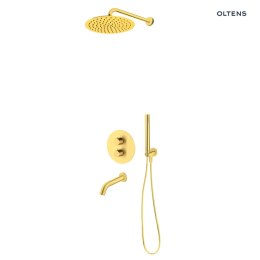 Katla Zestaw Oltens Katla bateria podtynkowa termostatyczna z wylewką wannową Molle z deszczownicą 30 cm Vindel i kompletem prysznicow