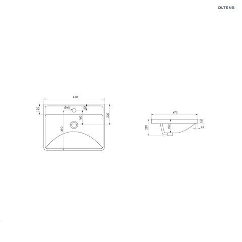 Kolma Oltens Kolma umywalka 61x47,5 cm wpuszczana prostokątna biała 41208000