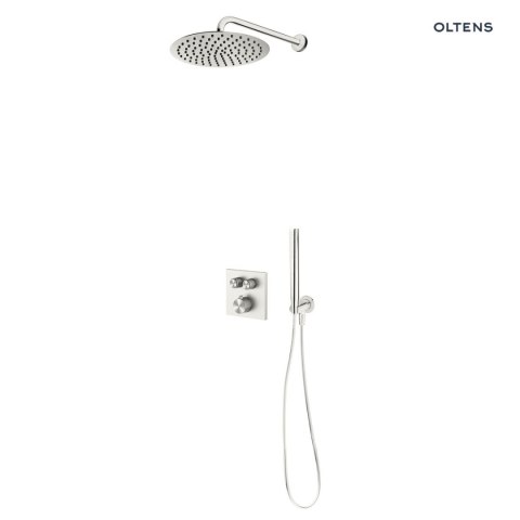 Onega Zestaw Oltens Onega (S) bateria podtynkowa termostatyczna z deszczownicą 30 cm Vindel i kompletem prysznicowym Ume nikiel 36620