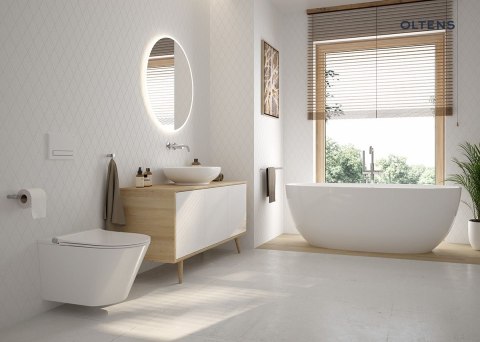 Sogne Oltens Sogne umywalka 63x42 cm nablatowa owalna z powłoką SmartClean biała 40810000