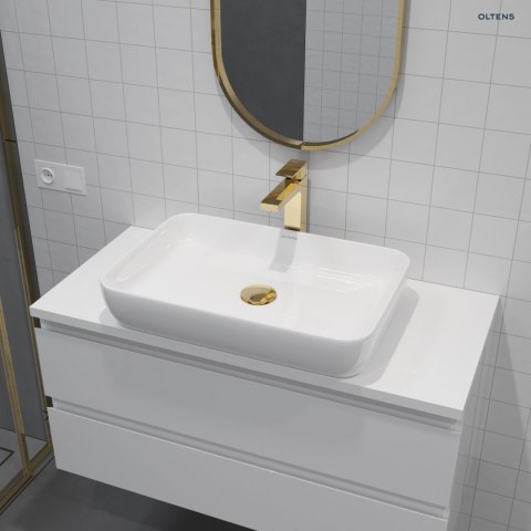 Solberg Oltens Solberg umywalka 62x41,5 cm nablatowa prostokątna z powłoką SmartClean biała 40818000