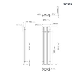 Stang Oltens Stang grzejnik łazienkowy 150x31,5 cm nikiel 55022910