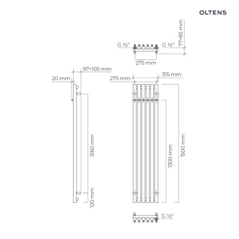 Stang Oltens Stang grzejnik łazienkowy 150x31,5 cm nikiel 55022910