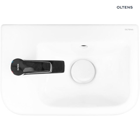 Vernal Oltens Vernal umywalka 37x24,5 cm wisząca lewa z powłoką SmartClean biała 41504000