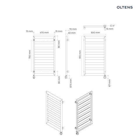 Benk Oltens Benk (e) grzejnik elektryczny 91x50 cm czarny mat 55104300