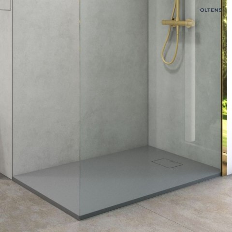 Bergytan Oltens Bergytan brodzik 140x90 cm prostokątny RockSurface szary beton 15107700