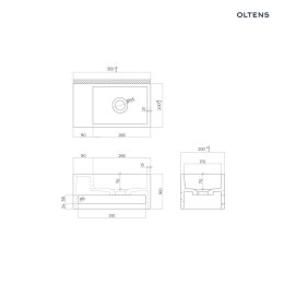 Fri Oltens Fri umywalka 35,5x20 cm ścienna LavaForm lewa biały mat 40006900