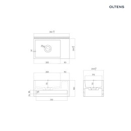 Fri Oltens Fri umywalka 35,5x20 cm ścienna LavaForm prawa biały mat 40007900