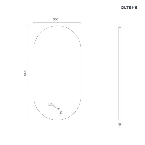 Nordlis Oltens Nordlis lustro 50x100 cm owalne z oświetleniem od tyłu z matą grzewczą 64129000