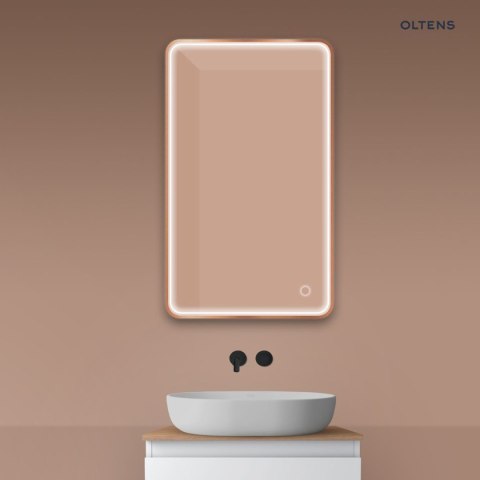 Nordlis Oltens Nordlis lustro 60x100 cm prostokątne z oświetleniem z przodu z matą grzewczą miedź szczotkowana 64117610