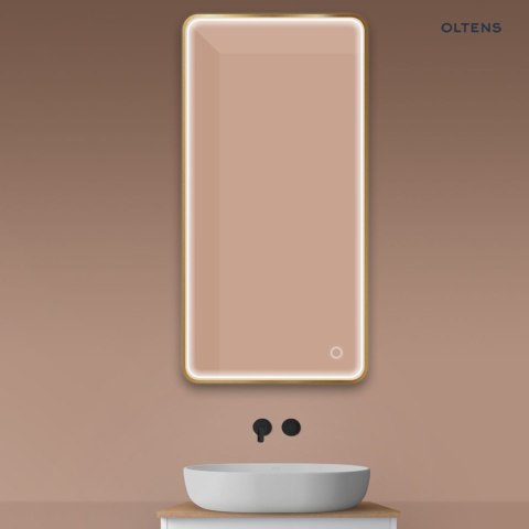 Nordlis Oltens Nordlis lustro 60x120 cm prostokątne z oświetleniem z przodu z matą grzewczą złoto szczotkowane 64118810