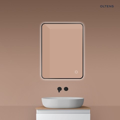 Nordlis Oltens Nordlis lustro 60x80 cm prostokątne z oświetleniem od tyłu z matą grzewczą czarny 64119300