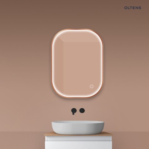 Nordlis Oltens Nordlis lustro 60x80 cm prostokątne z oświetleniem z przodu z matą grzewczą miedź szczotkowana 64123610