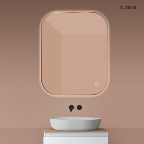 Nordlis Oltens Nordlis lustro 80x100 cm prostokątne z oświetleniem od tyłu z matą grzewczą miedź szczotkowana 64127610