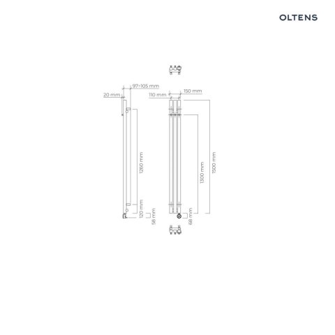 Stang (e) Oltens Stang (e) grzejnik elektryczny 150x15 cm nikiel 55119910
