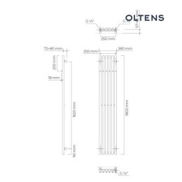Stang (s) Oltens Stang (S) grzejnik łazienkowy 180x28 cm miedź szczotkowana 55027610